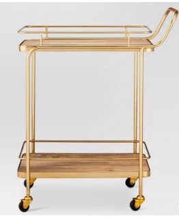 1star Metal, Wood Bar Cart - Gold